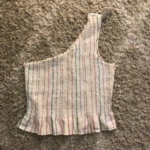 Smocked one shoulder top